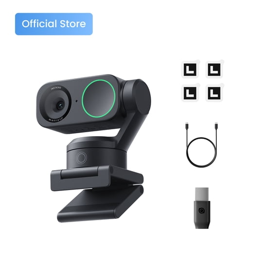 Insta360 Link 2 - PTZ 4K Webcam for PC/Mac, 1/2" Sensor, AI Tracking, HDR, AI Noise-Canceling Mic, Gesture Control for Streaming, Video Calls, Gaming, Works with Zoom, Teams, Twitch & More