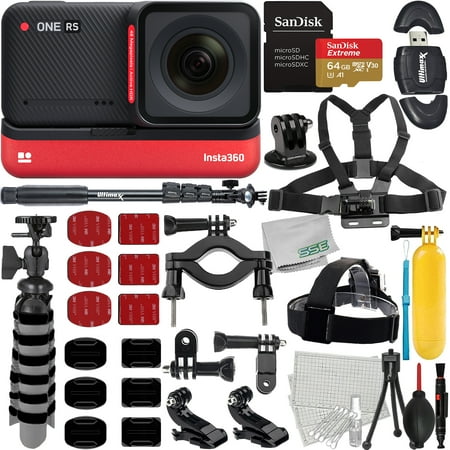 Insta360 ONE RS 4K Edition with Advanced Accessory Bundle SanDisk 64GB Micro SDXC 28pc Bundle