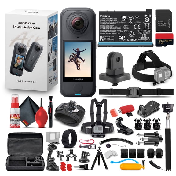 Insta360 X4 Air 360 Action Camera Standard Bundle | Lightweight Dual Lens Waterproof 8K | Stabilization System for Travel Cycling Snorkeling Vlogging Outdoor Sports + 50-in-1 Accessory Kit + More