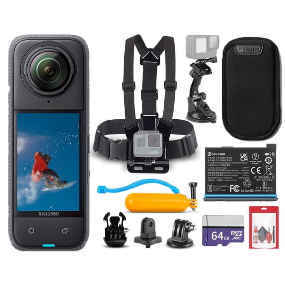 Insta360 X4 Waterproof 360 Action Camera + 50-in-1 Accessory Kit + 64GB Card Bundle