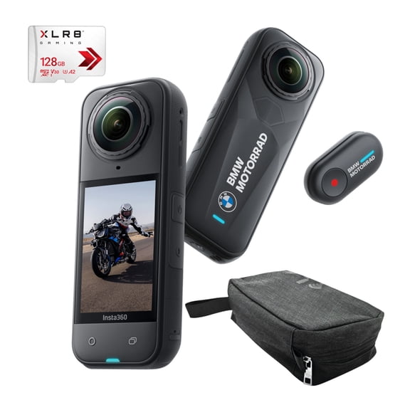 Insta360 X5 360 Degree 8K Camera (BMW Motorrad Edition) with 128GB Memory Card and Soft Case Bundle