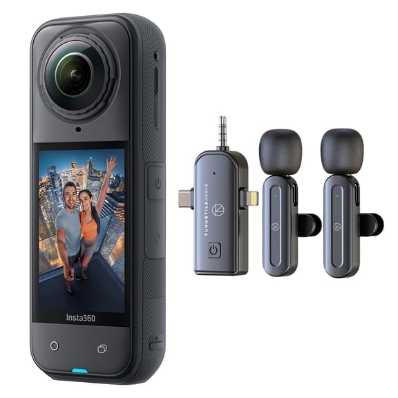 Insta360 X5 8K 360 Action Camera, Black, with 3-in-1 Lavalier Microphone