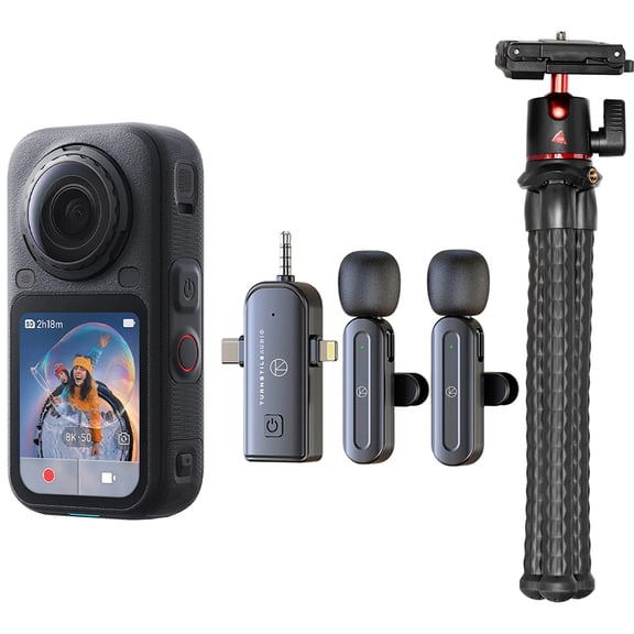 Insta360 X6 8K 360 Action Camera Standard Bundle, Black,w/Tripod Lav Mic