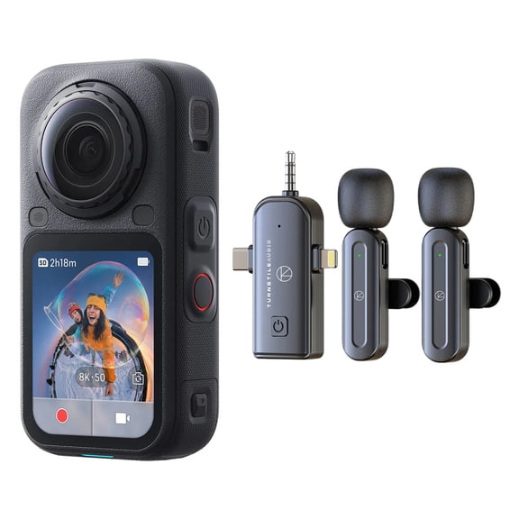 Insta360 X6 8K 360 Action Camera Standard Bundle, Black, with Lavalier Mic