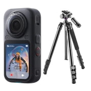 Insta360 X6 8K 360 Action Camera Standard Bundle, Midnight Black, Bundle with Flip-Zip 4-Section Aluminum Photo Tripod/Monopod