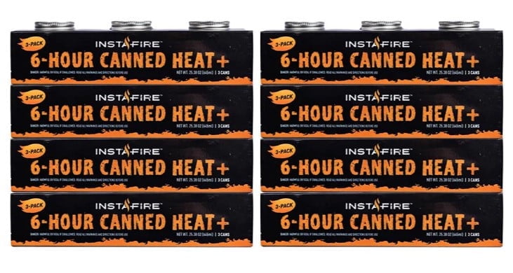 InstaFire Canned Heat+ & Cooking Fuel (24-Pack) (Compact, off-Grid, Emergency)