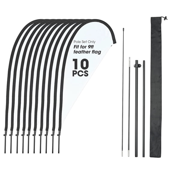 InstaHibit 10 Pack 9ft Teardrop Feather Flag Pole Kit for Business Advertising
