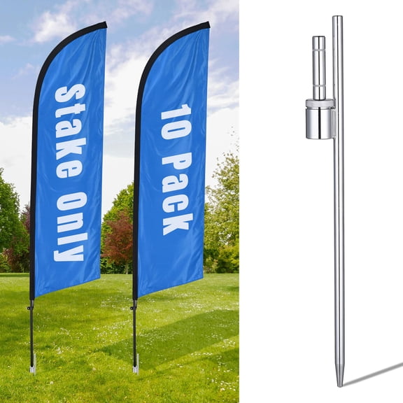 InstaHibit 10 Pack Feather Flag Ground Spike 20 Inch Ground Stake Flag Base Heavy Duty Flag Pole Holder
