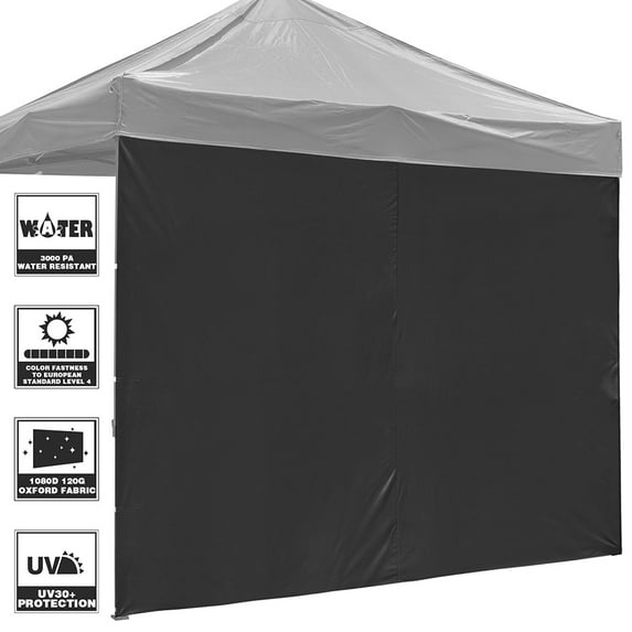 InstaHibit 10x10Ft EZ Up Canopy Tent Side Wall 1080D 120g Pop Up Party Tent Sidewall Shelter Sun Wall Oxford Black,1pack