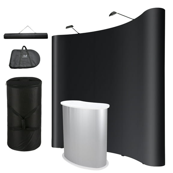 InstaHibit 10x8 Ft Pop Up Backdrop Booth Stand w/ Podium Table Counter Tradeshow