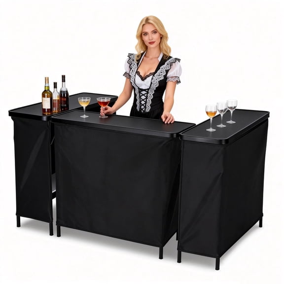InstaHibit 3 Pack EZ GO Folding Portable Bar Table Mobile Bar Bartending Party