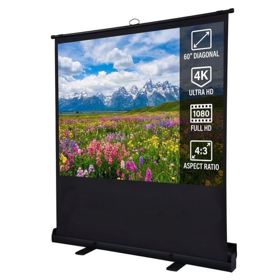 Yescom 60" Pull Up Portable Floor Projector Screen 48"x36" 1.3 Gain 4:3 HD Aluminum Case for Event