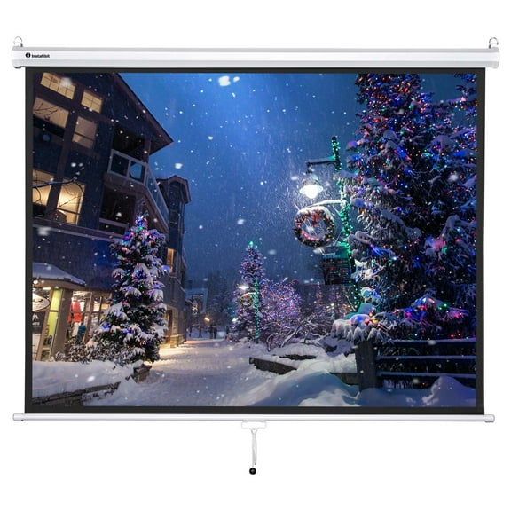 Instahibit 72" Projection Screen Pull Down 4:3 4K HD Manual Retractable Projector Screen with Auto-Locking Wall Mounted Home Theater Indoor Outdoor Movie Night