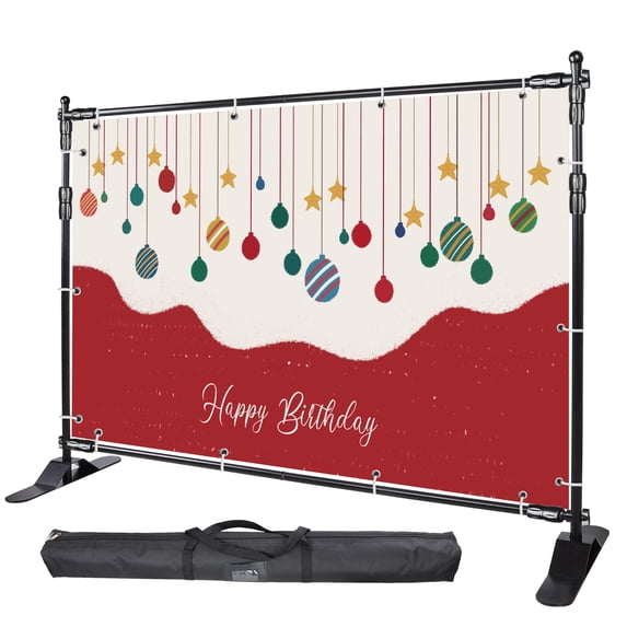 InstaHibit 8 x 8 ft Step and Repeat Display Backdrop Banner Stand Adjustable Telescopic Trade Show Wall Exhibitor