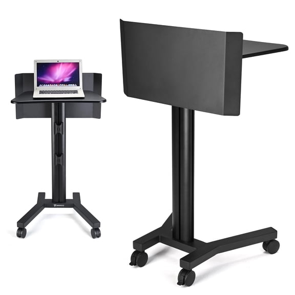 InstaHibit Metal Podium Stand with Wheels Mobile Lectern Church Classroom Office