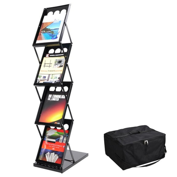 InstaHibit Pop Up 4 Pocket Foldable Magazine Brochure Rack Book Literature Holder Tradeshow Display w/ Carrying Bag
