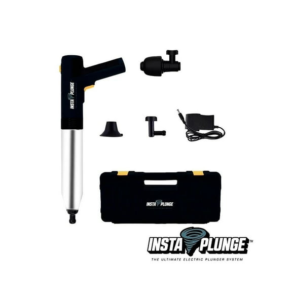 InstaPlunge Pro Electric Plunger (Black) with Multiple Attachable Heads