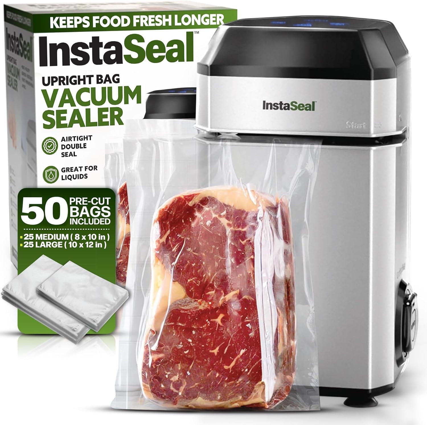 InstaSeal Food Vacuum Sealer Machine, Upright Vacuum Sealer