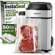 InstaSeal Vacuum Sealer Food Saver Bag Sealer Machine 50 Food Safe Qt Size Storage Bags Residential