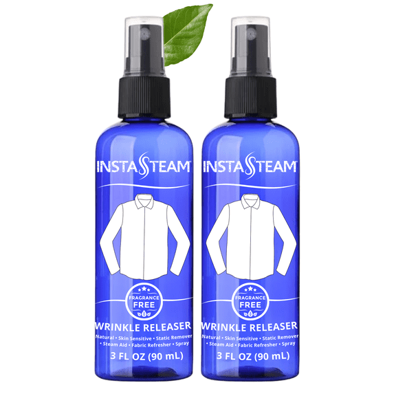 InstaSteam Clothes Wrinkle Release Spray Travel Size Skin Sensitive - Fragrance Free Wrinkle Releaser - Fabric Deodorizer, Fabric Softener, Anti Static Spray - Travel Essential 3 Fl Oz (Pack of 2)