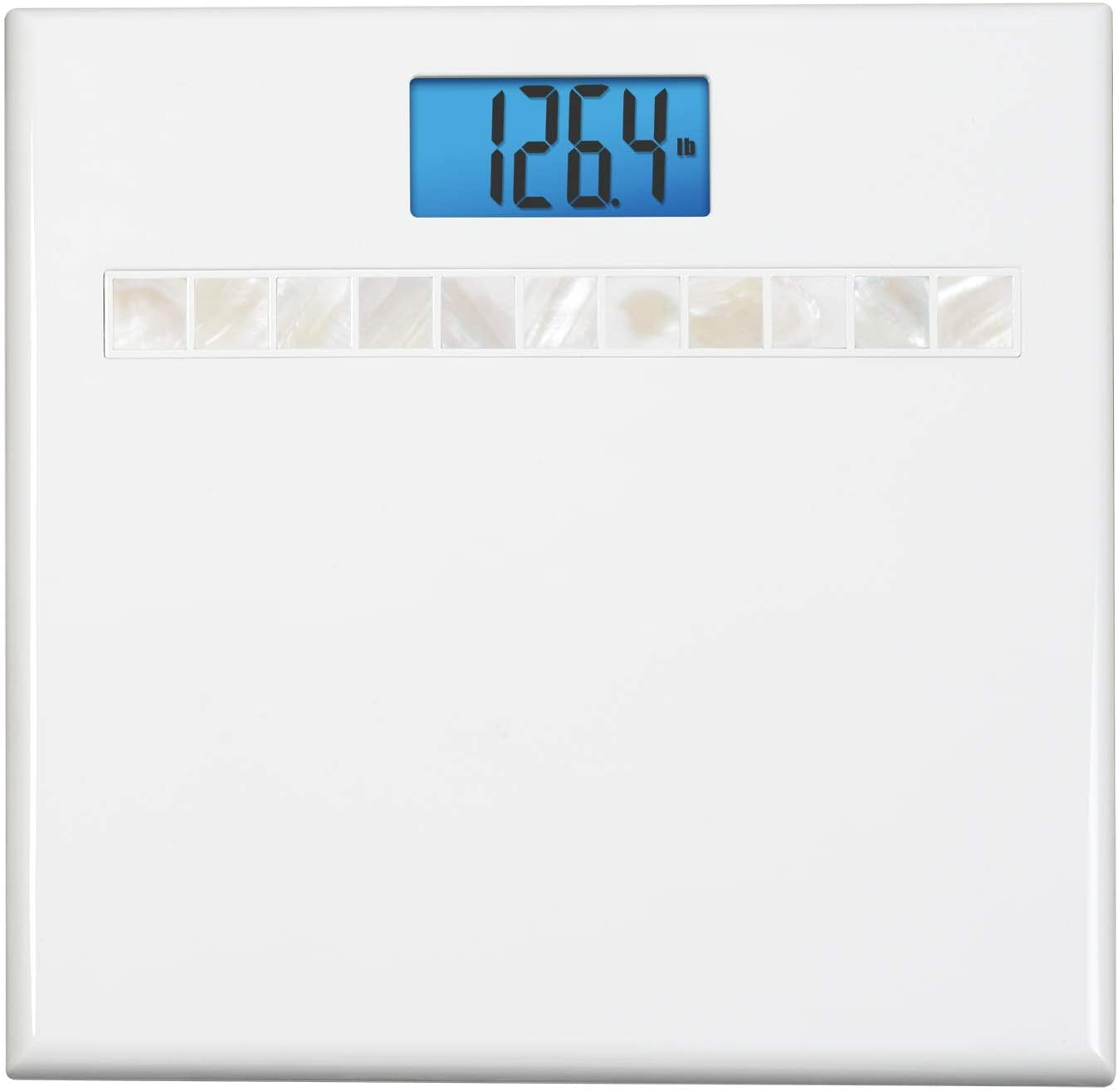 InstaTrack Digital Bathroom Scale in High Gloss Sleek White Design with Extra Large Blue Backlight Display, Accurately Measures up to 440 Pounds