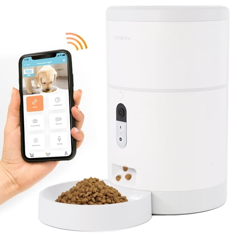 Instachew Purechew Smart Automatic Pet Feeder, Food Dispenser for Cats and Dogs, Smart Portion Control, Programmable Treat Dispenser with HD Camera, Portion Control