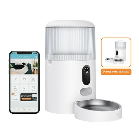 Instachew Purechew Sight Double Automatic Pet Feeder HD Camera Feeder with Double Bowls for Cats and Dogs