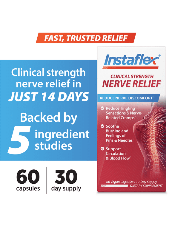 Clinical Strength Nerve Relief, Reduce Nerve Discomfort with Alpha Lipoic Acid, Vitamin B6, Vitamin B12, and Vitamin K2, 60 Vegan Capsules
