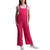 Instagirl Girls' Jumpsuit Set - 2 Piece T-Shirt and Baggy Flare Leg Twill Overalls (7-12)