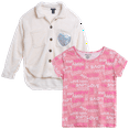 thumbnail image 1 of Instagirl Girls Shacket Set - 2 Piece Cozy Soft Fleece Sherpa Shirt Jacket and T Shirts for Girls, 1 of 7