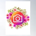 thumbnail image 1 of Instagram Logo Flowers Poster Wall Art, Modern Wall Decor For Living Room Bedroom, 8x12 UNFRAMED, 1 of 2