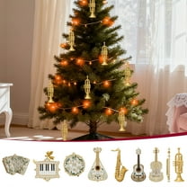 Instagrammable Musical Instrument Christmas Hanging Ornaments - Elegant Violin/Guitar/Flute Pendants, Shatterproof Resin with Glitter Accents for Christmas Tree & Festive Melody Decor, G