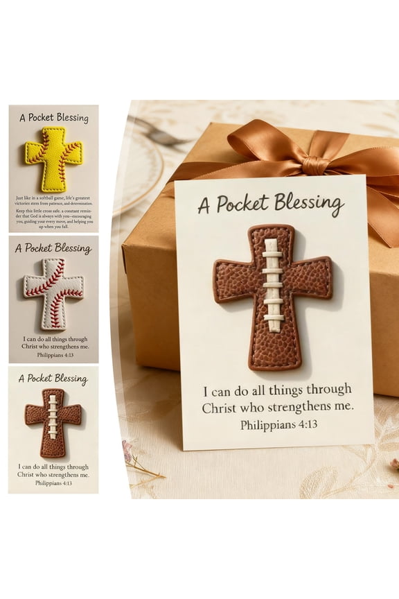 Instagrammable Pocket Blessing Baseball Cross Pendant - Compact Religious Decor, Durable Metal/Acrylic Design for Keychains, Bags & Daily Wear, Inspirational Faith Themed Gift for Adults, B