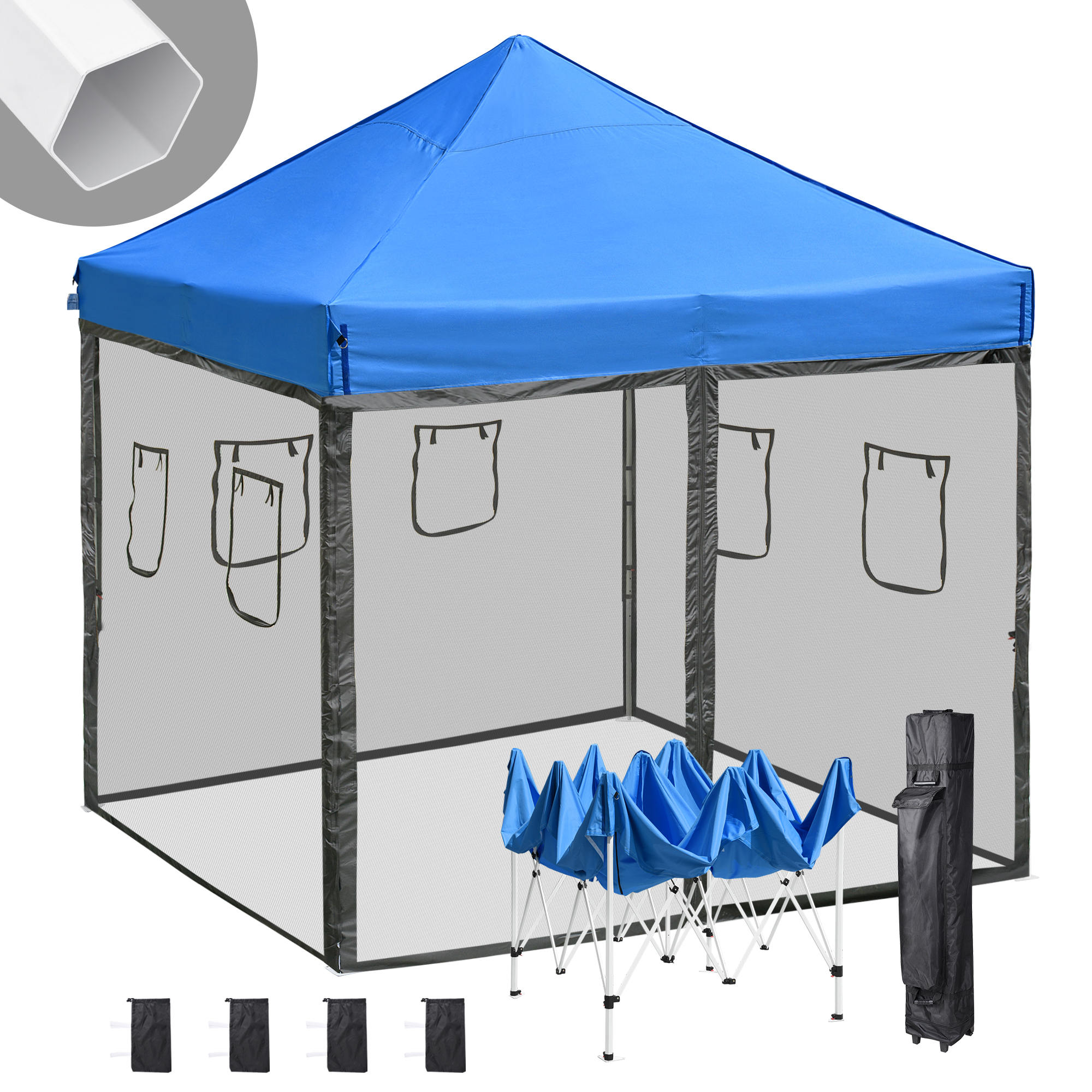 Instahibit 10x10 ft Pop Up Canopy Tent & 4 Mesh Sidewall Instant Shelter Market - image 1 of 11