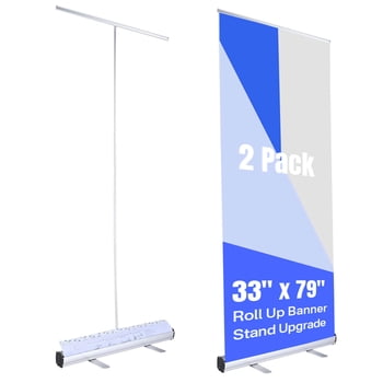 InstaHibit 2 Pack 33"x79" Retractable Roll Up Banner Stand Pop Up Banner Trade Show
