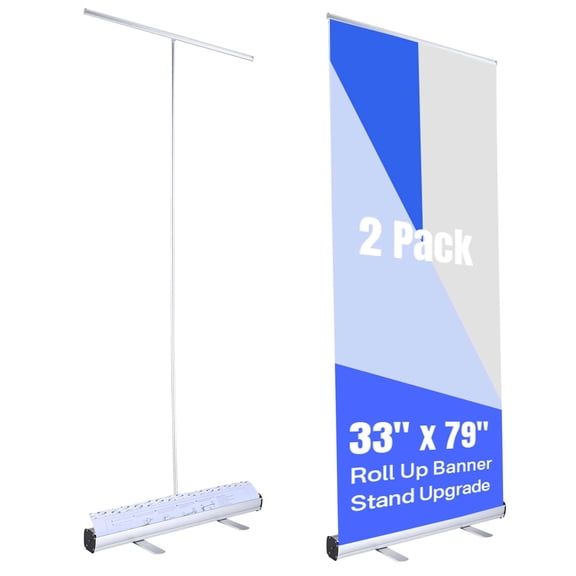 InstaHibit 2 Pack 33"x79" Retractable Roll Up Banner Stand Pop Up Banner Trade Show