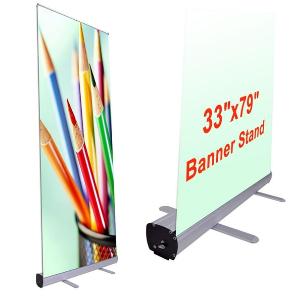 Instahibit 33"x79" Economy Retractable Roll up Banner Stand Display Aluminum Promotion Sign