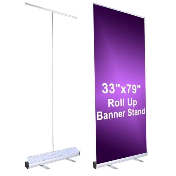 InstaHibit 33"x79" Retractable Roll Up Banner Stand Pop Up Banner Trade Show