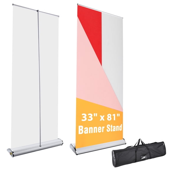 Instahibit 33"x81" Aluminum Retractable Roll Up Banner Stand Trade Show Display Portable