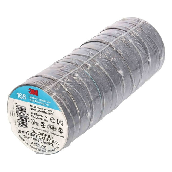 Install Bay 3M Temflex 3/4-In. Economy Vinyl Electrical Tape 165, 60-ft., 10 Pack, 3M165-10