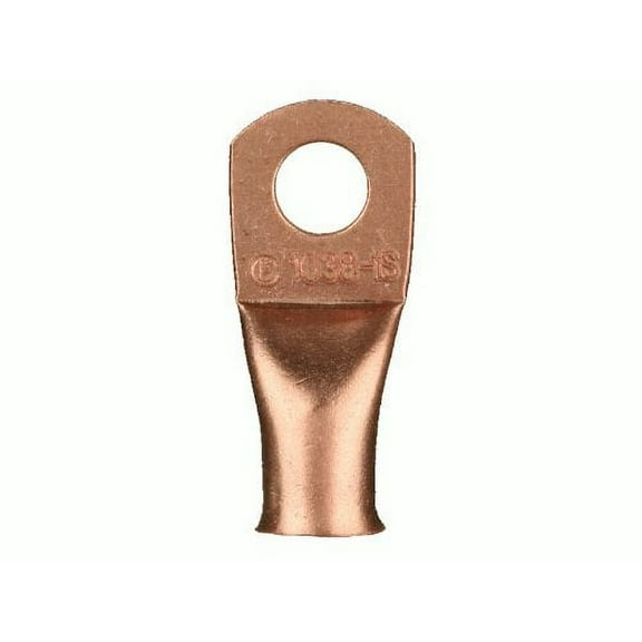 Install Bay CUR1038 Copper Uninsulated Ring Terminal 1/0 Gauge 3/8 Inch