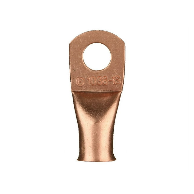 Install Bay CUR838 Copper Uninsulated Ring Terminal, 8 Gauge, 3/8", 25
