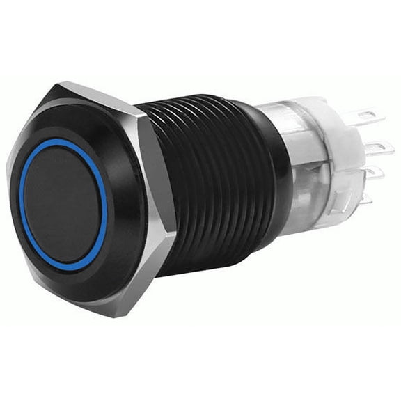 Install Bay MIBRBSB16 - Toggle Button Switch, Black With Blue LED, 5/8"