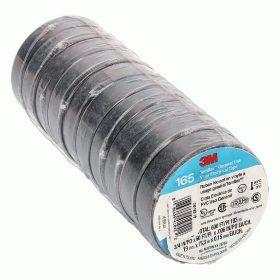 Install Bay Temflex 3/4" x 60' Heat Resistant 3M Vinyl Electrical Tape 10 Pack
