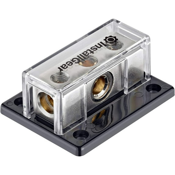InstallGear 0/2/4 AWG Gauge Power Distribution Block 1/0 Gauge in to (2) 4/8 Gauge Out | Fuse Block | Fuse Block for Auto, RV, Motorcycle, and Boat