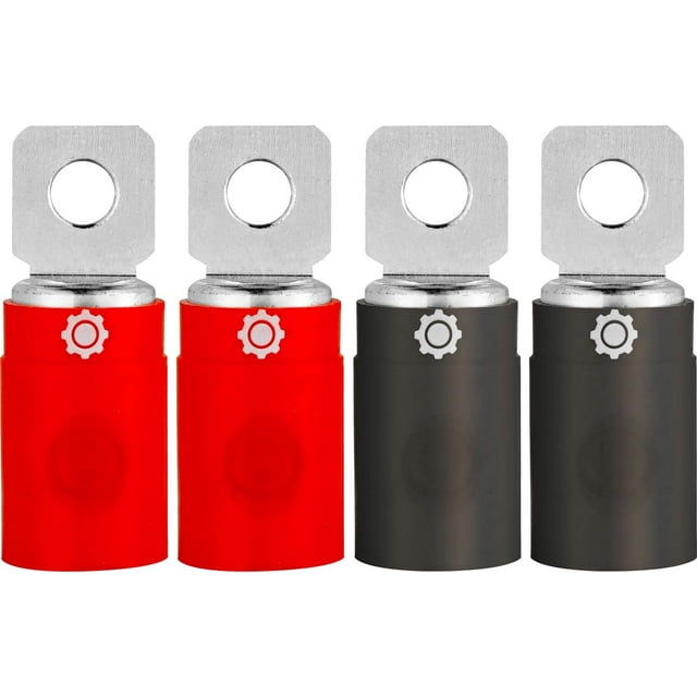 InstallGear 1/0 Gauge Wire, Tinned Pure Copper Set Screw Ring Terminals 4Pack, Electrical