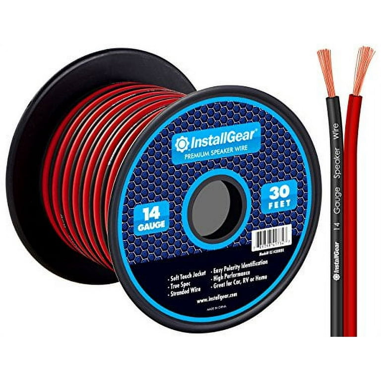 InstallGear 14 Gauge AWG 30ft Speaker Wire True Spec and Soft Touch Cable  Wire - Red/Black (Great Use for Car Speakers, Stereos, Home Theater  Speakers, Surround Sound, Radio) 