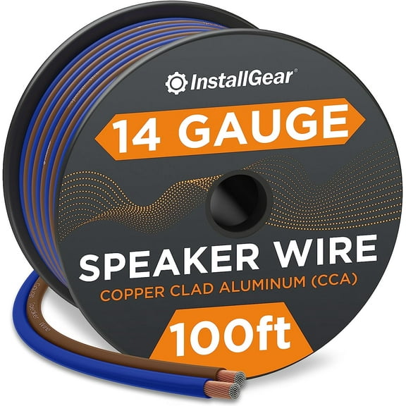 InstallGear 14 Gauge Speaker Wire 100 ft Copper Clad Aluminum 14 AWG Wire Automotive Wire Speaker Cable Wire for Car Speaker Wire 14 Gauge, Car Audio Wiring Kit, 14 AWG Speaker Wires Cable Car Stereo