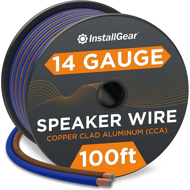 InstallGear 14 Gauge Speaker Wire 100 ft Copper Clad Aluminum 14 AWG