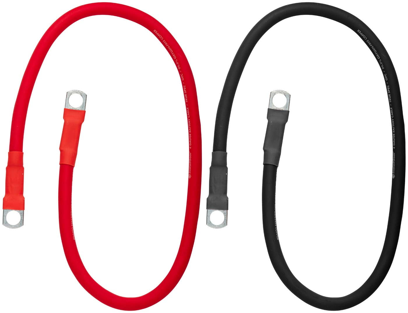 InstallGear 4 Gauge 2ft OFC Battery Power Inverter Cables (2ct Red/Black) | 4 Gauge OFC Wire | Battery Cable for Car Stereo, Solar, Auto, RV & Marine | Welding Cable